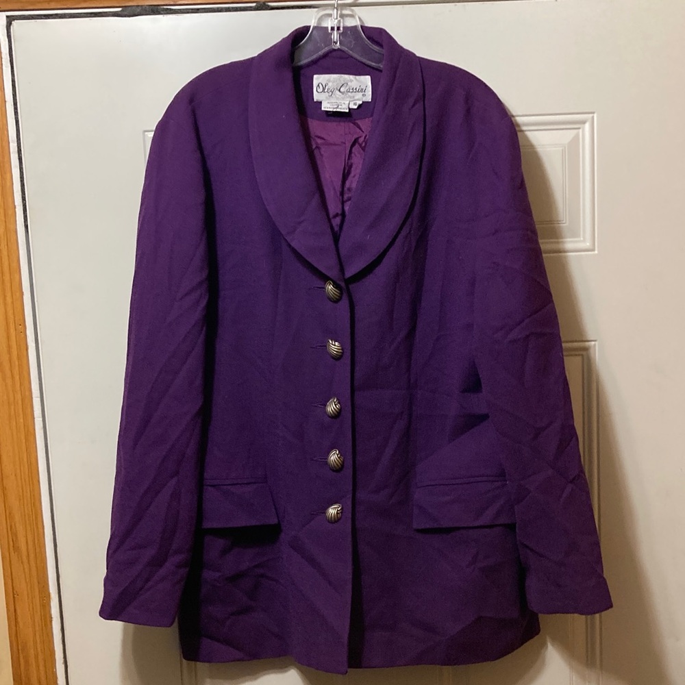 Vintage Oleg Cassini Women's Purple Blazer 16
